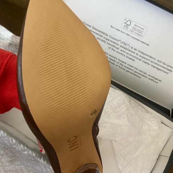 INC Brown Clear Heel Designer Boots - Picture 3 of 7